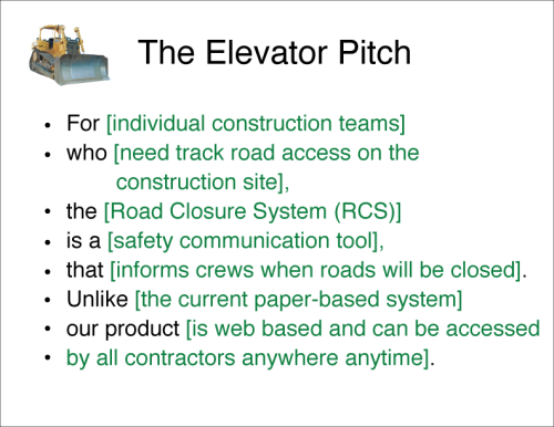 Agile inception Elevator pitch